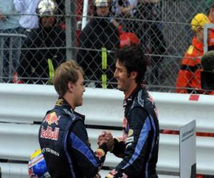 пазл Марк Уэббер и Себастьян Феттель - Red Bull - Монте-Карло, 2010 (первая и вторая объявления)
